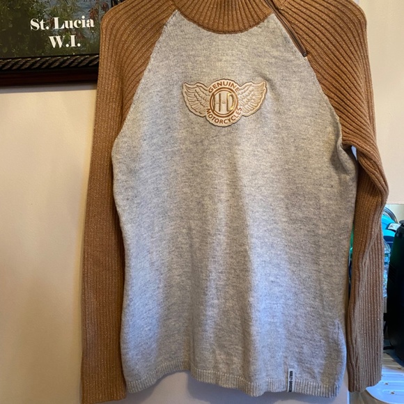 NWT Harley-Davidson Women's Winged H-D Patch Zippered Ski Sweater - Size Large - Picture 3 of 7